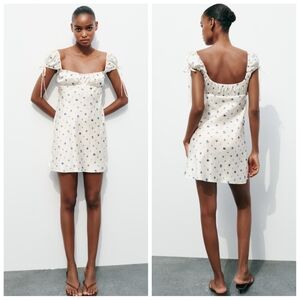 Zara Satin Floral Print Mini Dress XS NWT